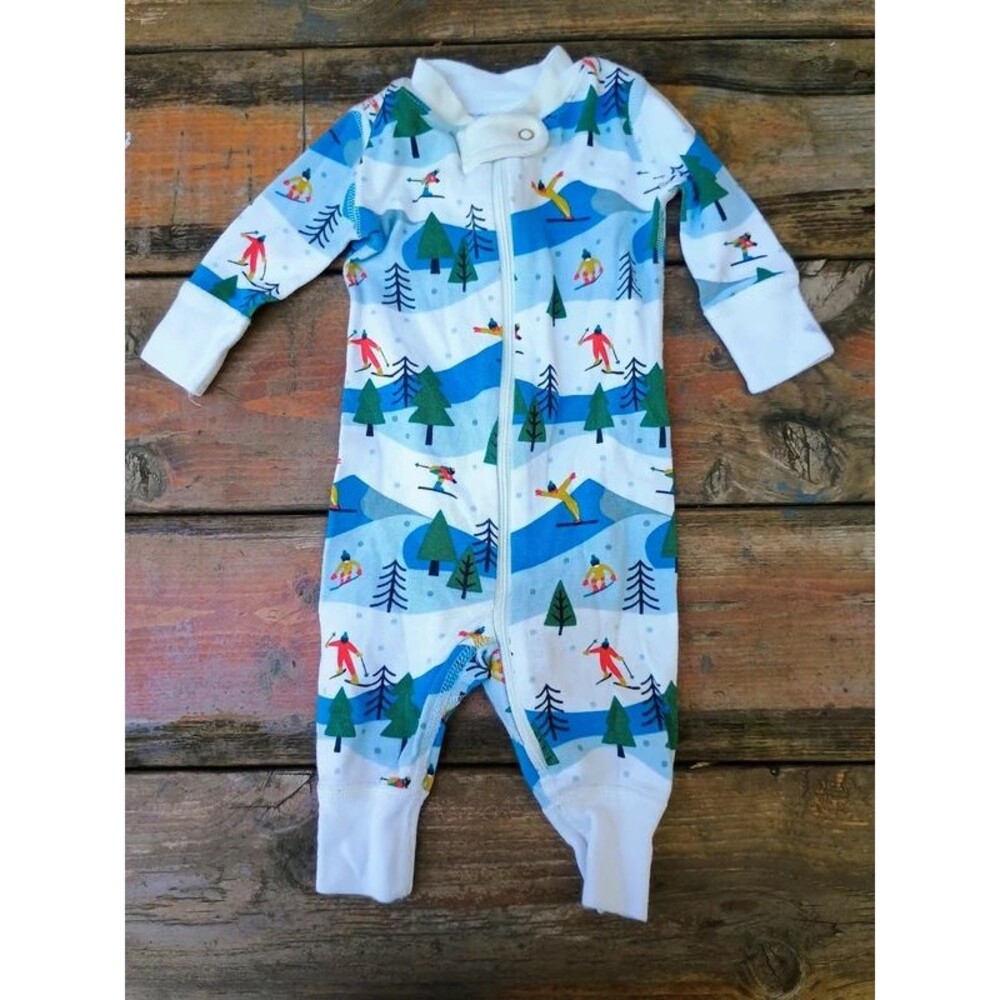 Hanna Andersson 0-3 Month 50cm 1pc Cotton Pajama Sleeper Winter Ski Mountains